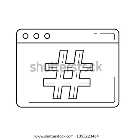 Hash-tag line icon isolated on white background. Vector line icon of hash-tag for infographic, website or app.