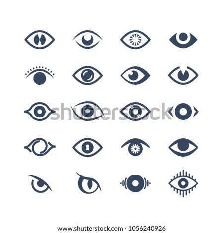 Human eye, supervision and view symbols. Looking eyes vector silhouette icons. Illustration of eye logo, vision and watch, survey and scoping