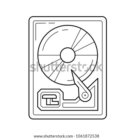 Hard drive disk vector line icon isolated on white background. Hard drive disk line icon for infographic, website or app. Icon designed on a grid system.