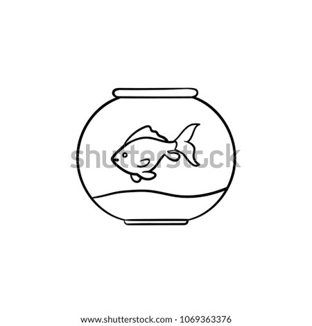 Fishbowl hand drawn outline doodle icon. Vector sketch illustration of fishbowl for print, web, mobile and infographics isolated on white background.