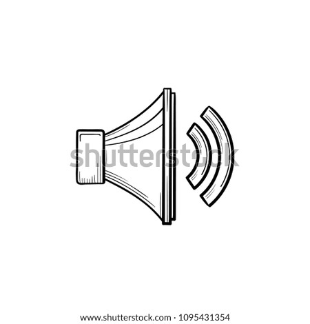 Volume control hand drawn outline doodle icon. Loudspeaker low or high button sound control concept vector sketch illustration for print, web, mobile and infographics isolated on white background.