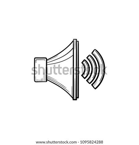 Volume control hand drawn outline doodle icon. Loudspeaker high button sound control concept vector sketch illustration for print, web, mobile and infographics isolated on white background.