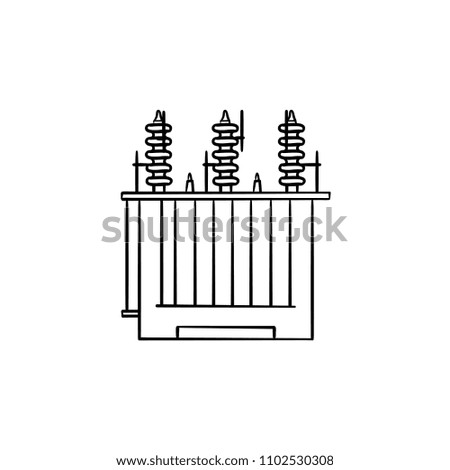 Electrical voltage transformer hand drawn outline doodle icon. Energy station concept vector sketch illustration for print, web, mobile and infographics isolated on white background.