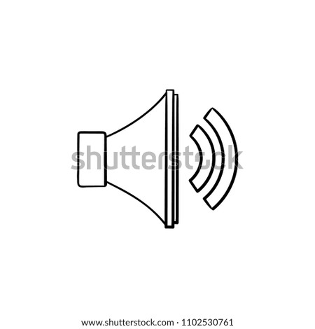 Volume control hand drawn outline doodle icon. Loudspeaker low or high button sound control concept vector sketch illustration for print, web, mobile and infographics isolated on white background.