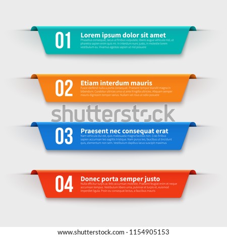 Infographic banners. Color labels with steps and options vector set. Illustration of banner label layout with numbers