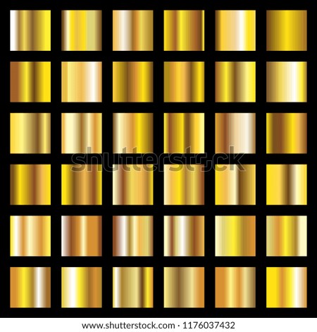 Golden gradients. Gold metal coin textures vector backgrounds. Metallic element, shine gold metal gradient illustration