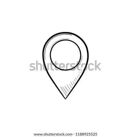 Location pin hand drawn outline doodle icon. Map pointer, place location, GPS pin and navigation concept. Vector sketch illustration for print, web, mobile and infographics on white background.