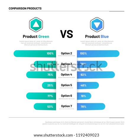 Comparison table. Graphs for product compare. Choosing and comparison content. Vector infographic concept comparison graph, compare chart illustration Сток-фото © 