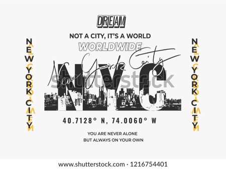 ์NYC typography slogan for fashion print