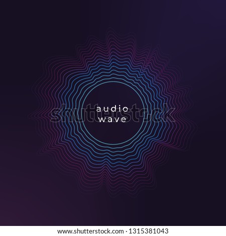 Sound circle wave. Abstract music ripple, audio amplitude waves flux vector background