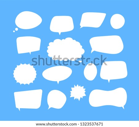 White speech bubbles. Thinking balloon talks bubbling chat comment cloud comic retro shouting voice shapes vector isolated set
