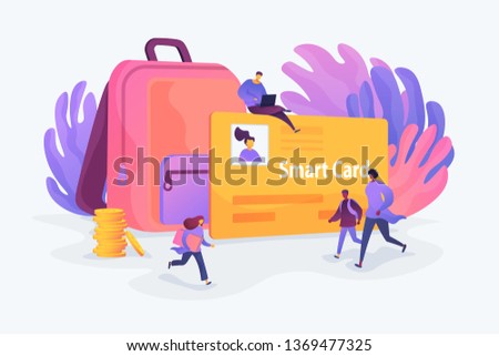 Student profile, school attendance, student identification microchip, school access concept. Vector isolated concept illustration with tiny people and floral elements. Hero image for website.