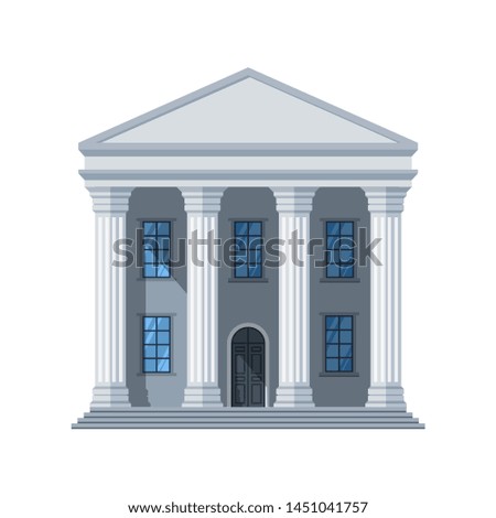 Vector flat public building icon. Administrative city building isolated on white background. Illustration of government architecture house design, exterior city hall