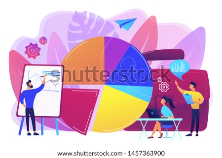 Sales pitch. Data visualization element, marketing chart. Research data. Business statistics, financial report, company performance analysis concept. Bright vibrant violet vector isolated illustration