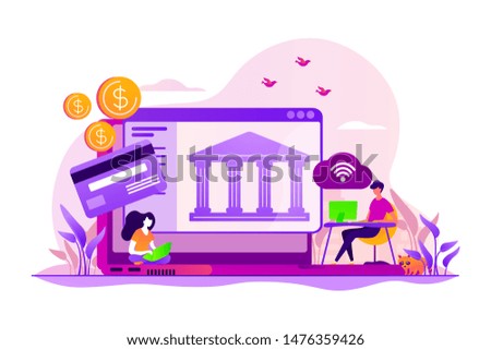 Online payment protection system. Secure bank transaction. Open banking platform, online banking system, finance digital transformation concept. Vector isolated concept creative illustration