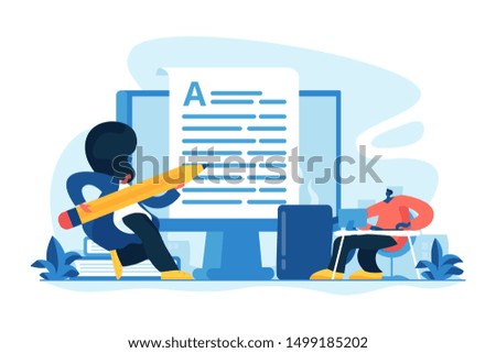 Content creating, articles, text writing and editing remote job. Inbound marketing. Copywriting job, home based copywriter, freelance copywriting concept. Vector isolated concept creative illustration Foto stock © 