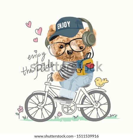 Similar – Image, Stock Photo Teddy rides with Bicycle