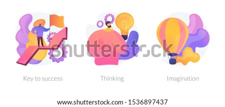 Creative entrepreneurship icons set. Business growth, creative planning, innovative development. Key to success, thinking, imagination metaphors. Vector isolated concept metaphor illustrations