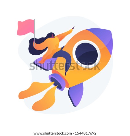 Leadership and job promotion. Successful project, startup launching, development. Team leader, CEO flat character. Cartoon woman sitting on rocket. Vector isolated concept metaphor illustration