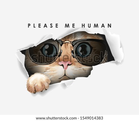 paper ripped off with cat in sunglasses illustration