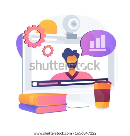 Data analytics online video tutorial. Statistics Internet presentation, business development course, webinar. Business analysis corporate seminar. Vector isolated concept metaphor illustration.