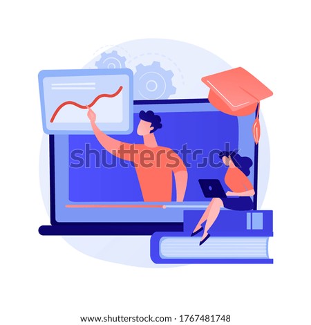 Computer graphics advices and tips watching. Digital design masterclass, online course, helpful information. Painting exam preparation. Vector isolated concept metaphor illustration.