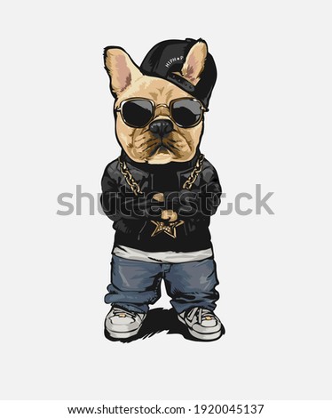 cool dog in street fashion style illustration