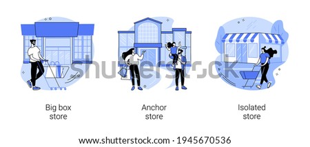 Retail shop abstract concept vector illustrations.