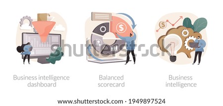 Performance data visualization abstract concept vector illustrations.