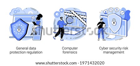 Information control and security abstract concept vector illustrations.