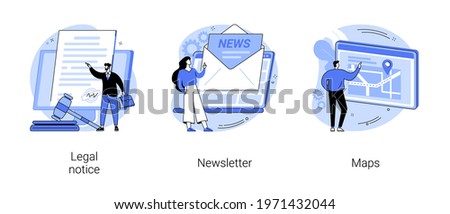 Company website menu abstract concept vector illustrations.