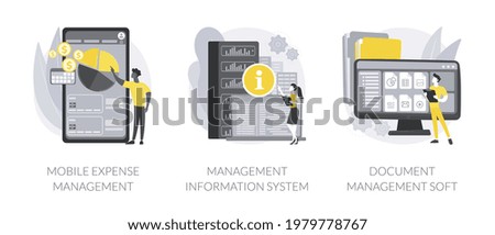 Data sharing and analysis abstract concept vector illustrations.