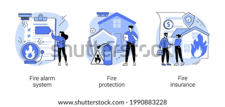 Building emergency protection abstract concept vector illustrations.