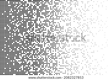 Pixel mosaic. Pixelated pattern, dispersion grayscale background. Business art gradient, square flying. Halftone matrix, blocks falling recent vector texture
