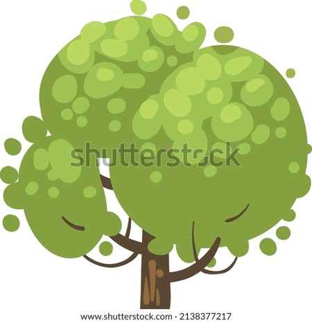 Green foliage tree. Summer oak. Cartoon plant
