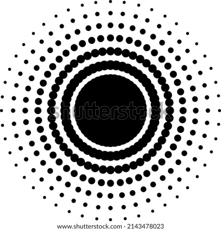 Round halftone gradient. Circular dot pattern effect