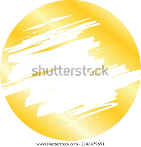 Round golden label with scratch effect. Erased layer