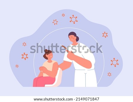 Children vaccination. Flu prevention, kids vaccine. Healthcare, nurse with syringe and little girl. Protection health procedure, medical concept
