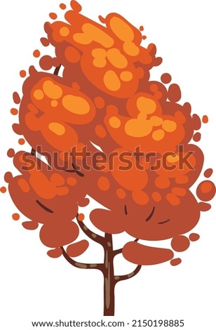 Red leaves tree. Autumn foliage forest plant