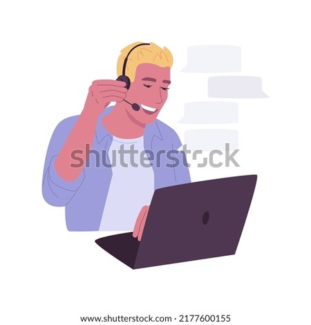 Troubleshooting isolated cartoon vector illustrations. Office worker calling system administrator, fixing computing software, IT technology, hardware maintenance online vector cartoon.