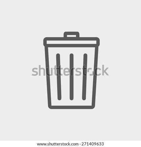 Trash can icon thin line for web and mobile, modern minimalistic flat design. Vector dark grey icon on light grey background.