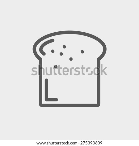 Single slice of bread icon thin line for web and mobile, modern minimalistic flat design. Vector dark grey icon on light grey background.