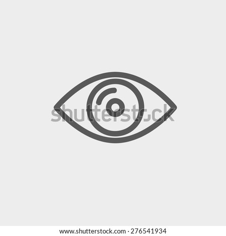 Eye icon thin line for web and mobile, modern minimalistic flat design. Vector dark grey icon on light grey background.