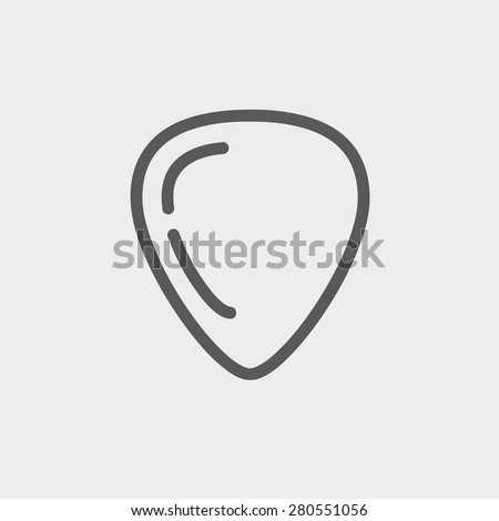 Guitar pick icon thin line for web and mobile, modern minimalistic flat design. Vector dark grey icon on light grey background.