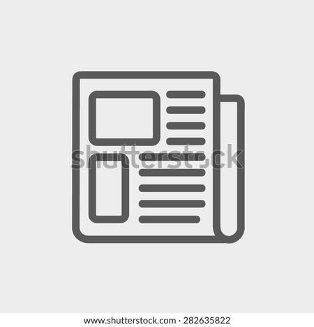 Newspaper icon thin line for web and mobile, modern minimalistic flat design. Vector dark grey icon on light grey background.