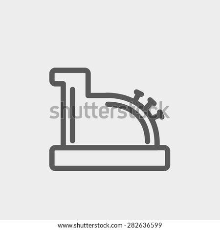 Antique cash register icon thin line for web and mobile, modern minimalistic flat design. Vector dark grey icon on light grey background.