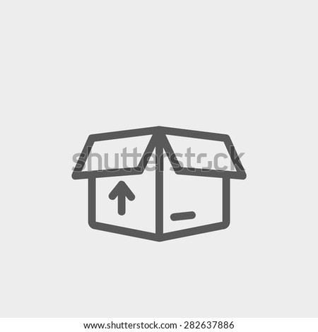 Box with arrow up inward, incoming loading icon thin line for web and mobile, modern minimalistic flat design. Vector dark grey icon on light grey background.