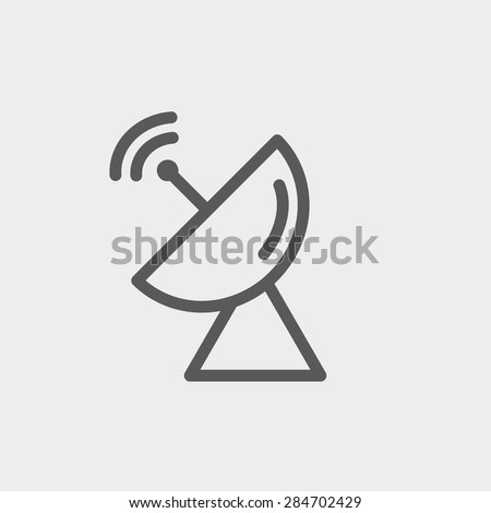 Radar satellite dish icon thin line for web and mobile, modern minimalistic flat design. Vector dark grey icon on light grey background.