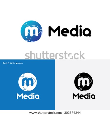 Media world, M letter logo template