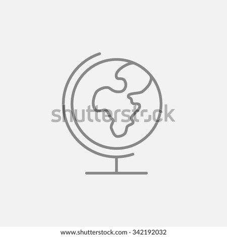 World globe on stand line icon for web, mobile and infographics. Vector dark grey icon isolated on light grey background.